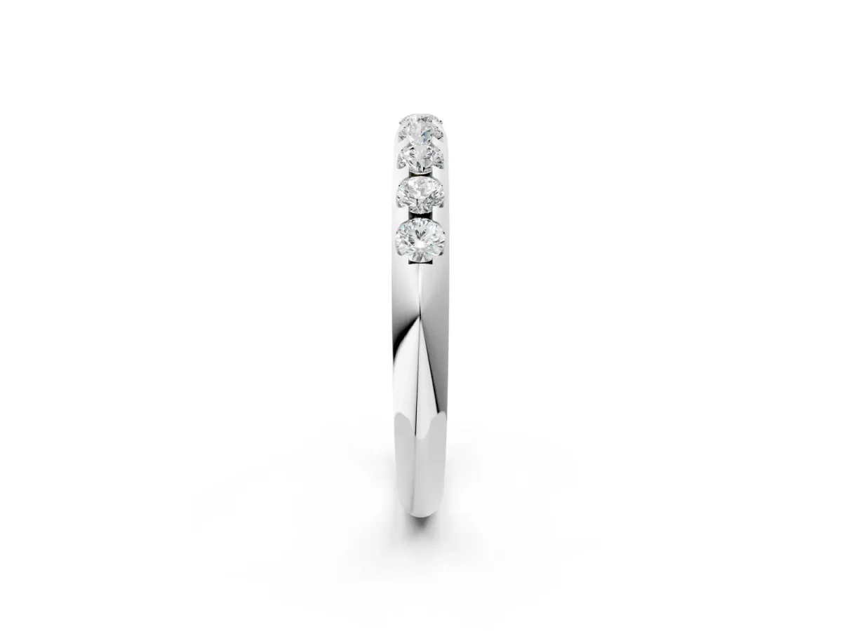 Round Cut Diamond Half-Eternity Band with Shared Prong Setting Platinum