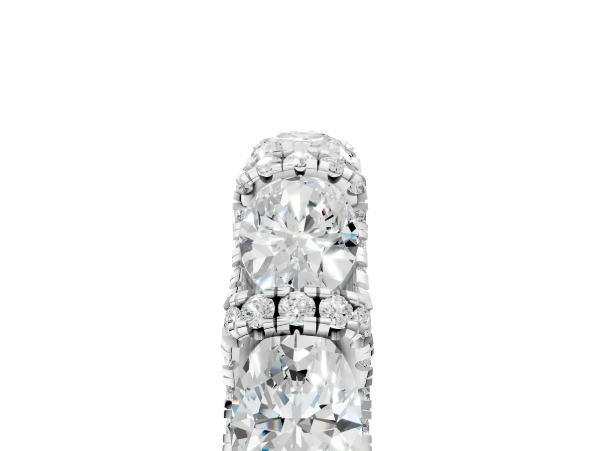 Oval Diamond Eternity Wedding Band with Round Diamond Accents White gold