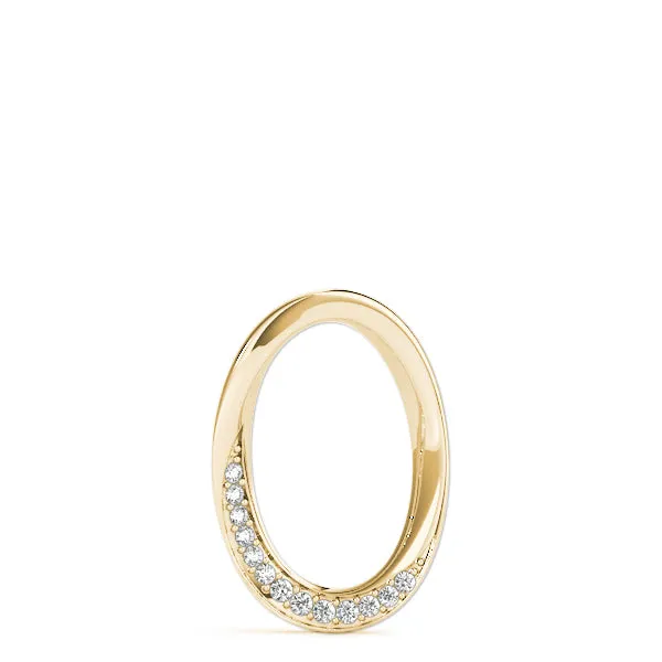 Pavé Oval Twist Pendant with Round Diamonds and Prong Setting Yellow gold