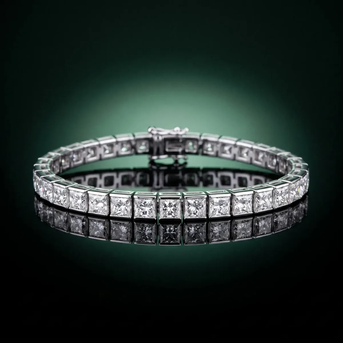 Princess Cut Diamond Tennis Bracelet with Channel Setting White gold
