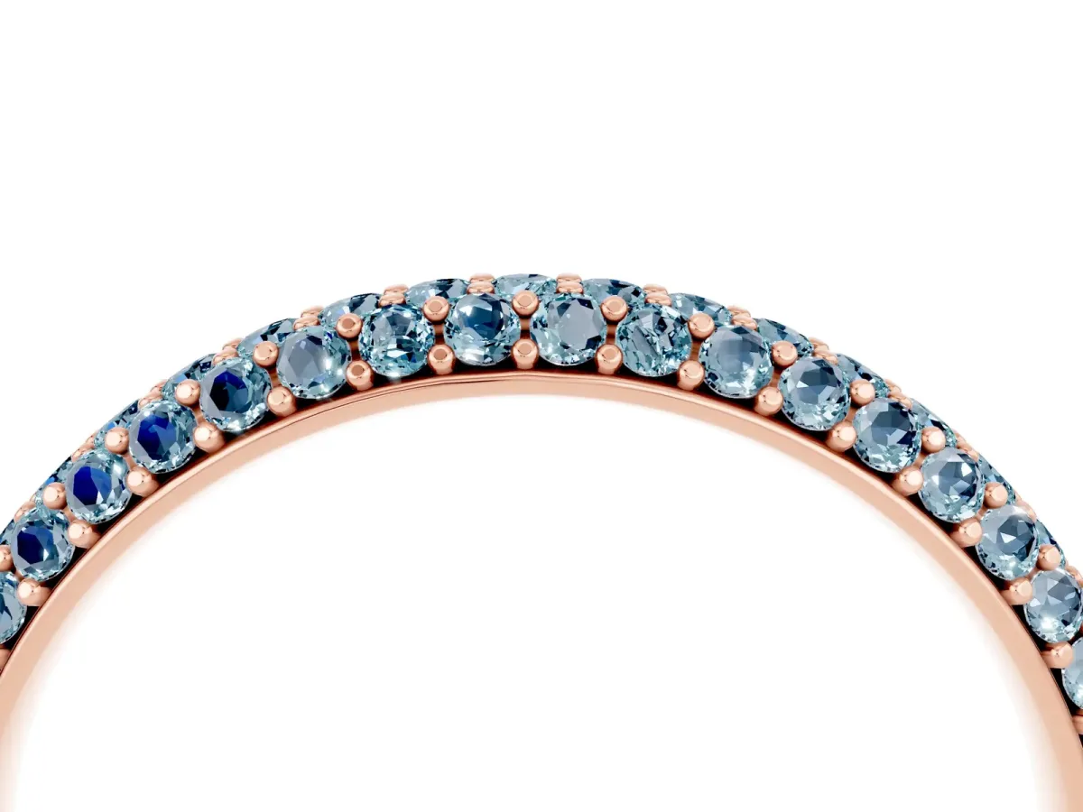 Round Aquamarine Pavé Eternity Band with Shared Prong Setting Rose gold
