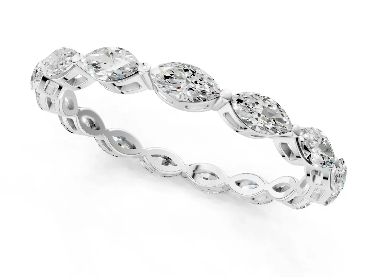 Marquise Diamond Eternity Band with U-Prong Setting Platinum