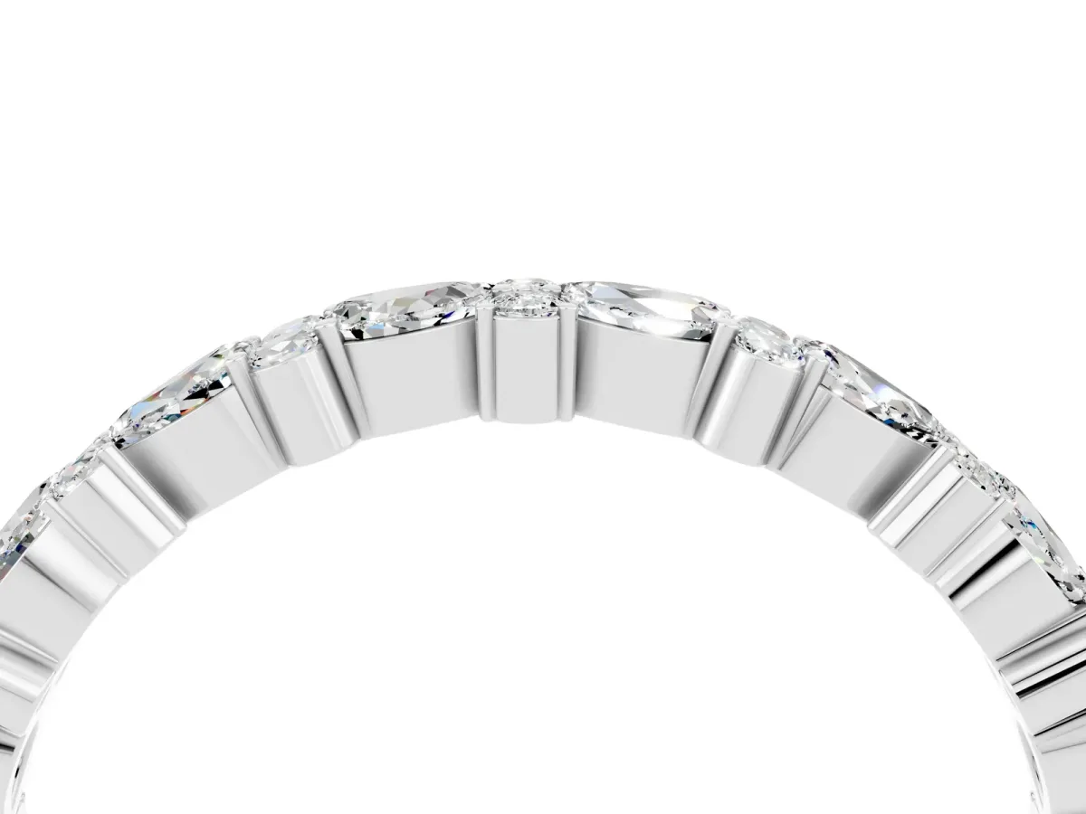 Pear and Round Moissanite Wedding Band White gold