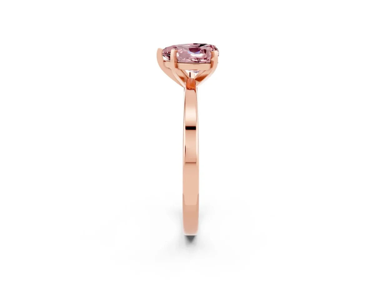 Heart Cut Morganite Solitaire Engagement Ring with Classic Band and Four-Prong Setting Rose gold
