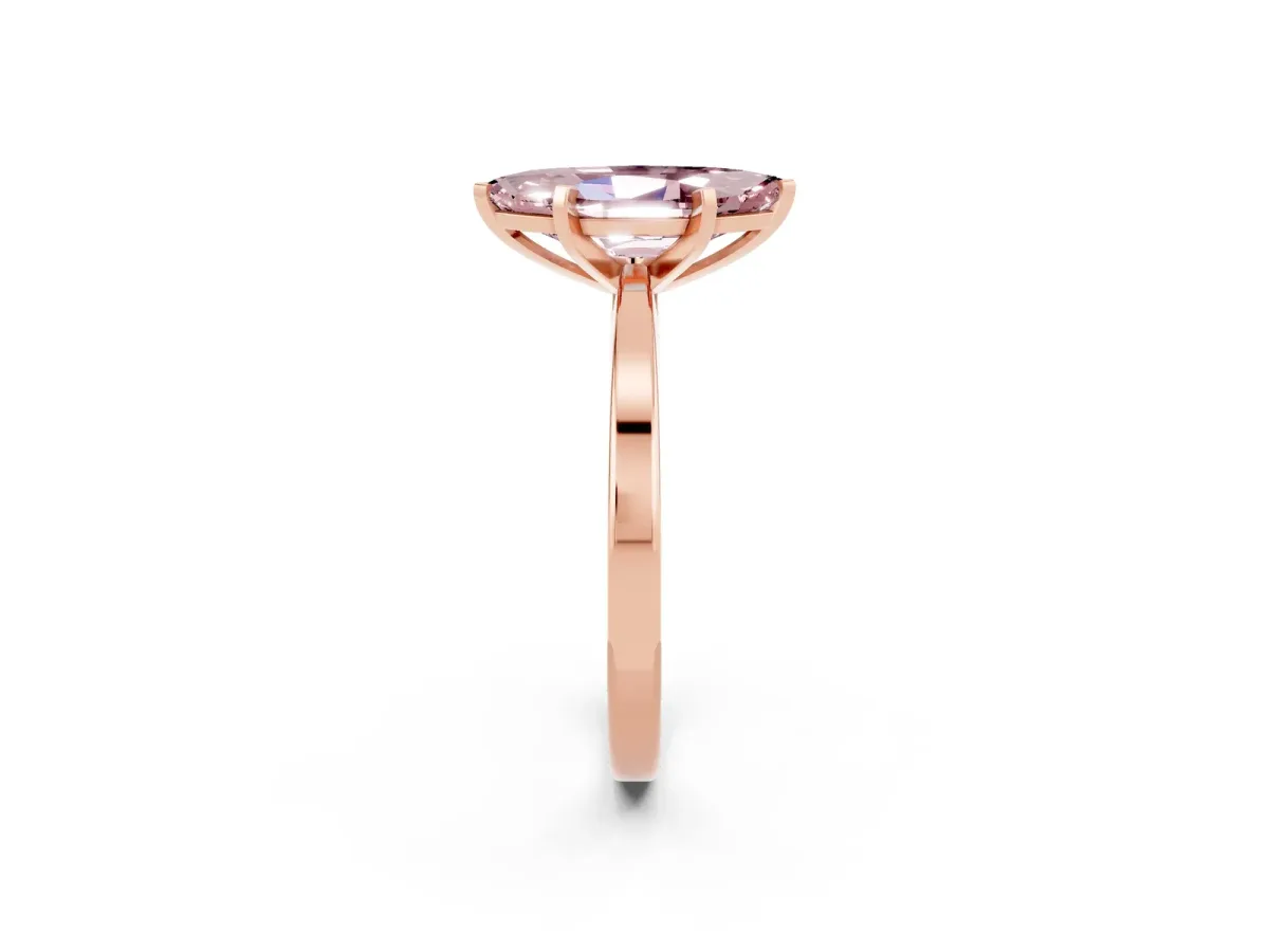 Marquise Cut Morganite Solitaire Engagement Ring with Classic Band and Four-Prong Setting Rose gold
