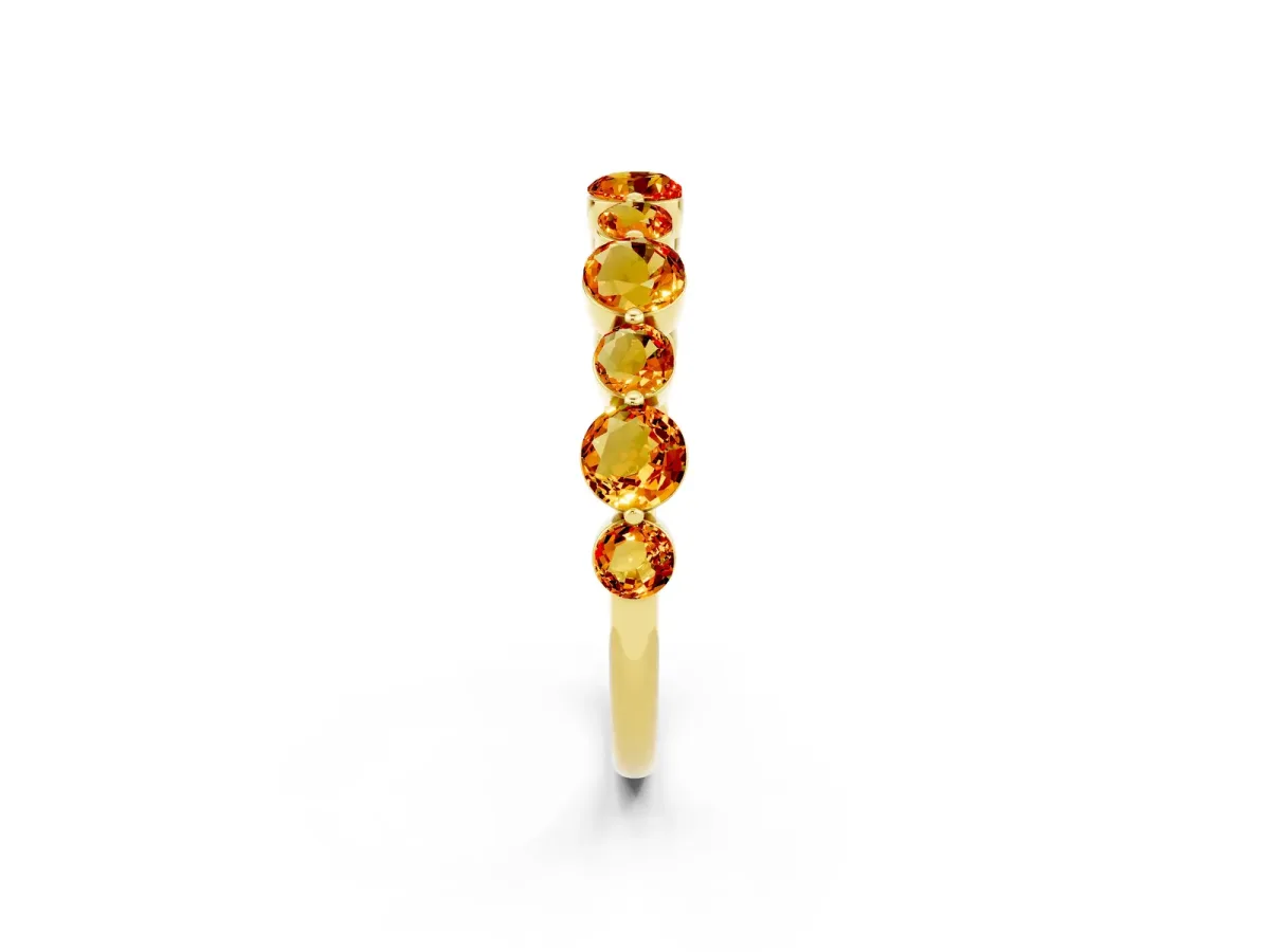 Round Citrine Scalloped Prong Set Eternity Band Yellow gold