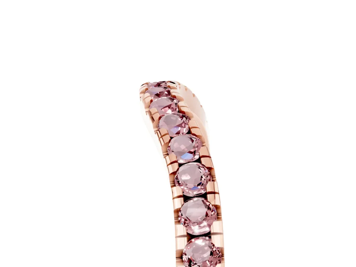 Morganite Pavé Curved Wedding Band Rose gold