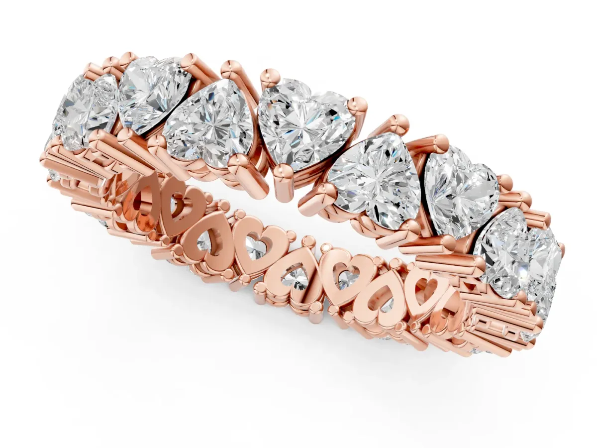 Heart Cut Eternity Band with Shared Prong Setting Rose gold
