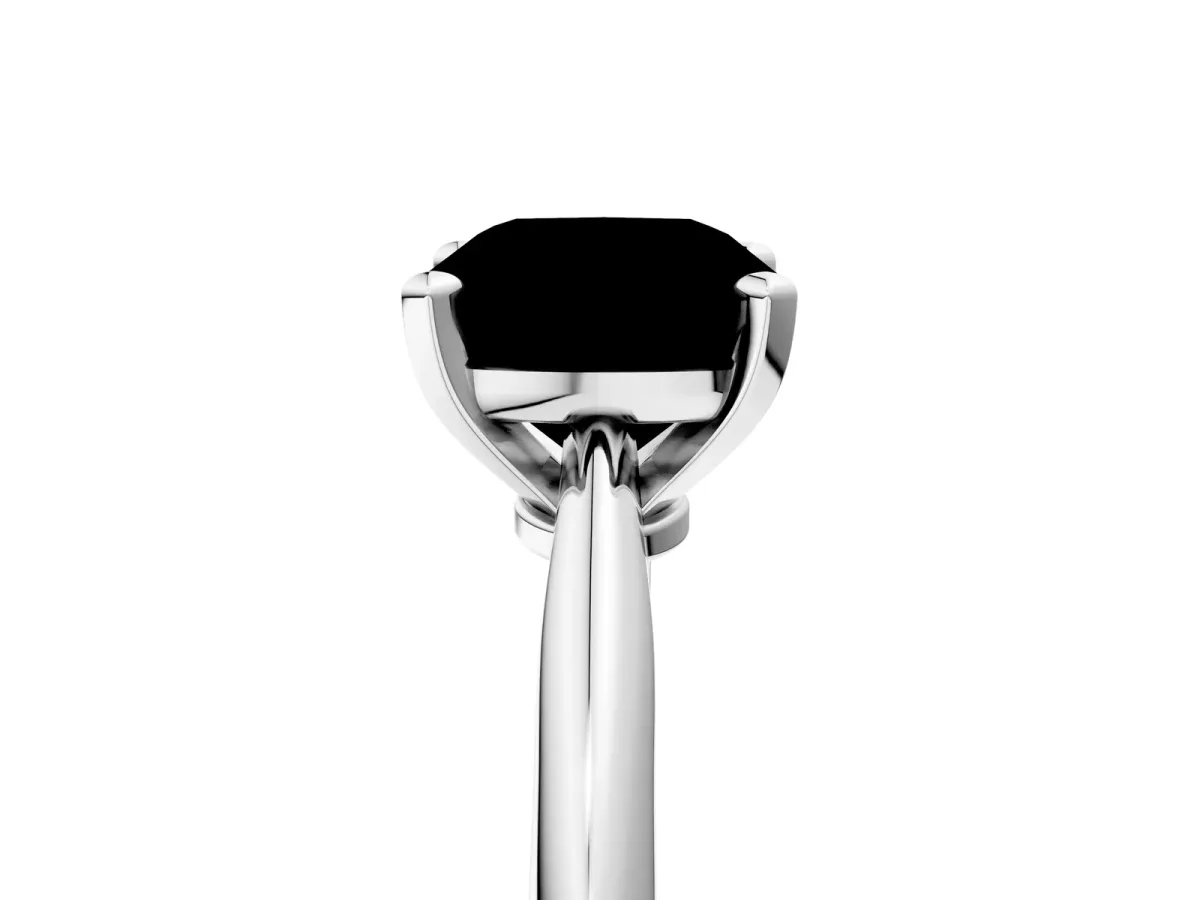 Fancy Yellow Cushion Cut Diamond Solitaire Engagement Ring with Classic Band and Four-Prong Setting Platinum