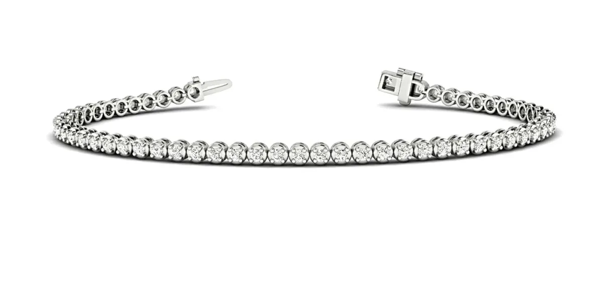 Round Diamond Tennis Bracelet with Prong Setting on a Classic Chain Band White gold
