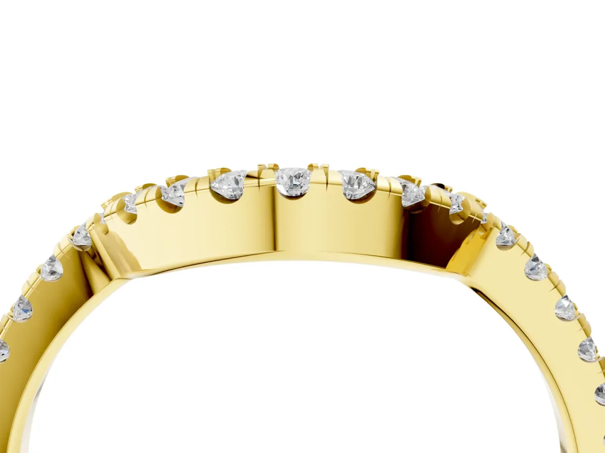 Round Diamond Wavy Eternity Band with Prong Setting Yellow gold