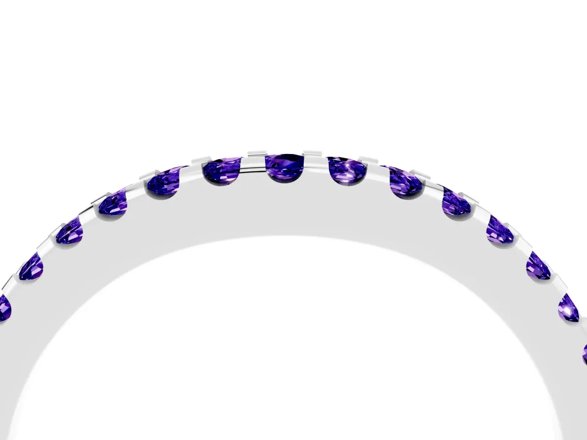 Round Tanzanite Pavé Curved Wedding Band White gold