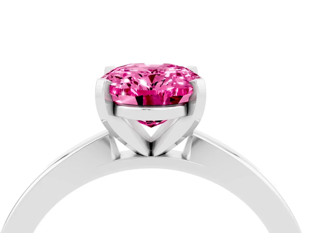 Oval Cut Pink Sapphire Solitaire Engagement Ring with Classic Band and Four-Prong Setting Platinum
