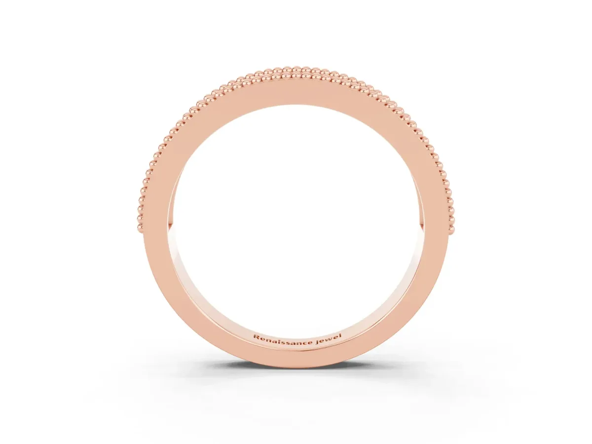 Round Pink Sapphire Twist Milgrain Band with Bezel Setting Rose gold