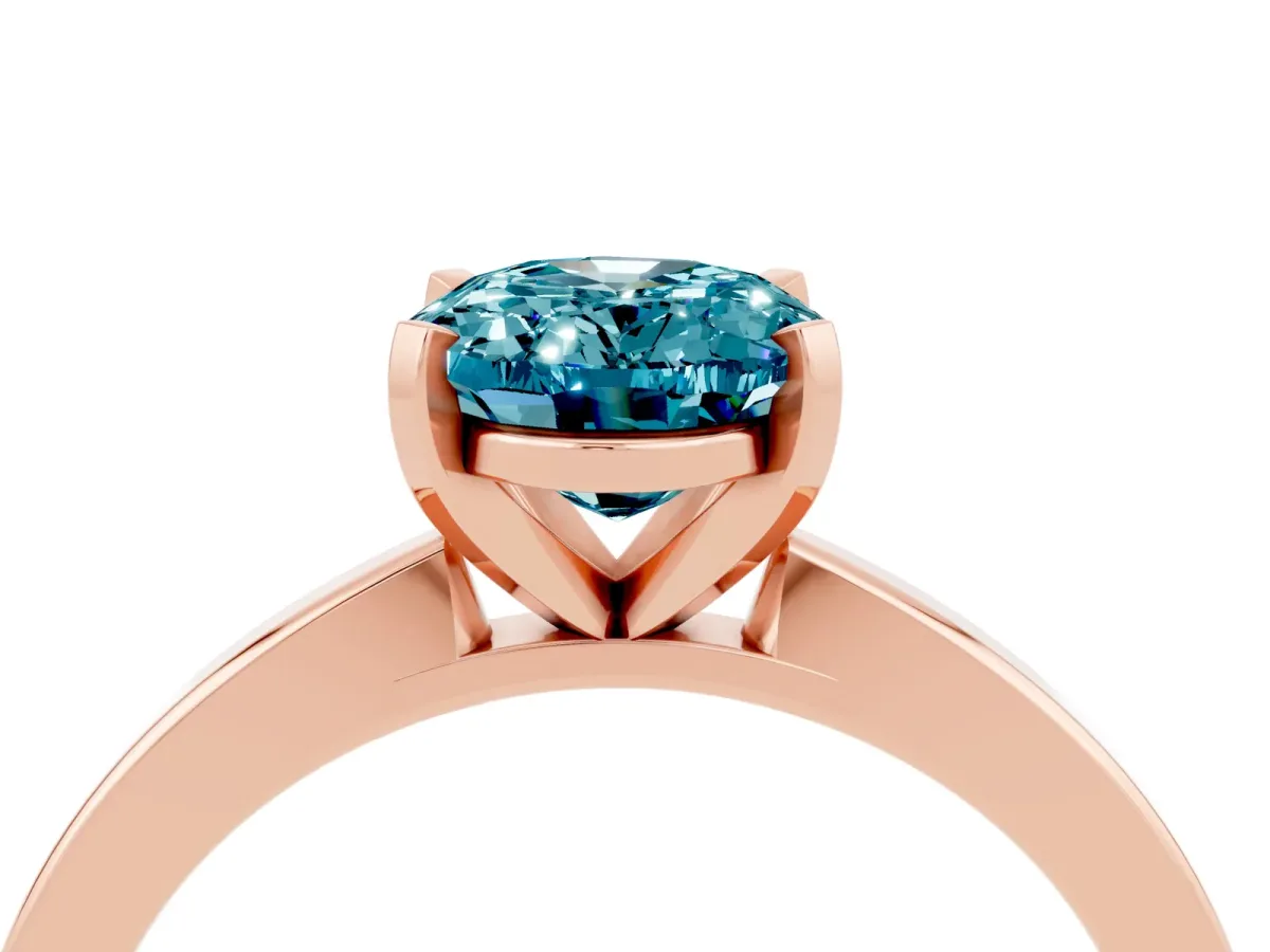 Oval Cut Blue Topaz Solitaire Engagement Ring with Classic Band and Four-Prong Setting Rose gold