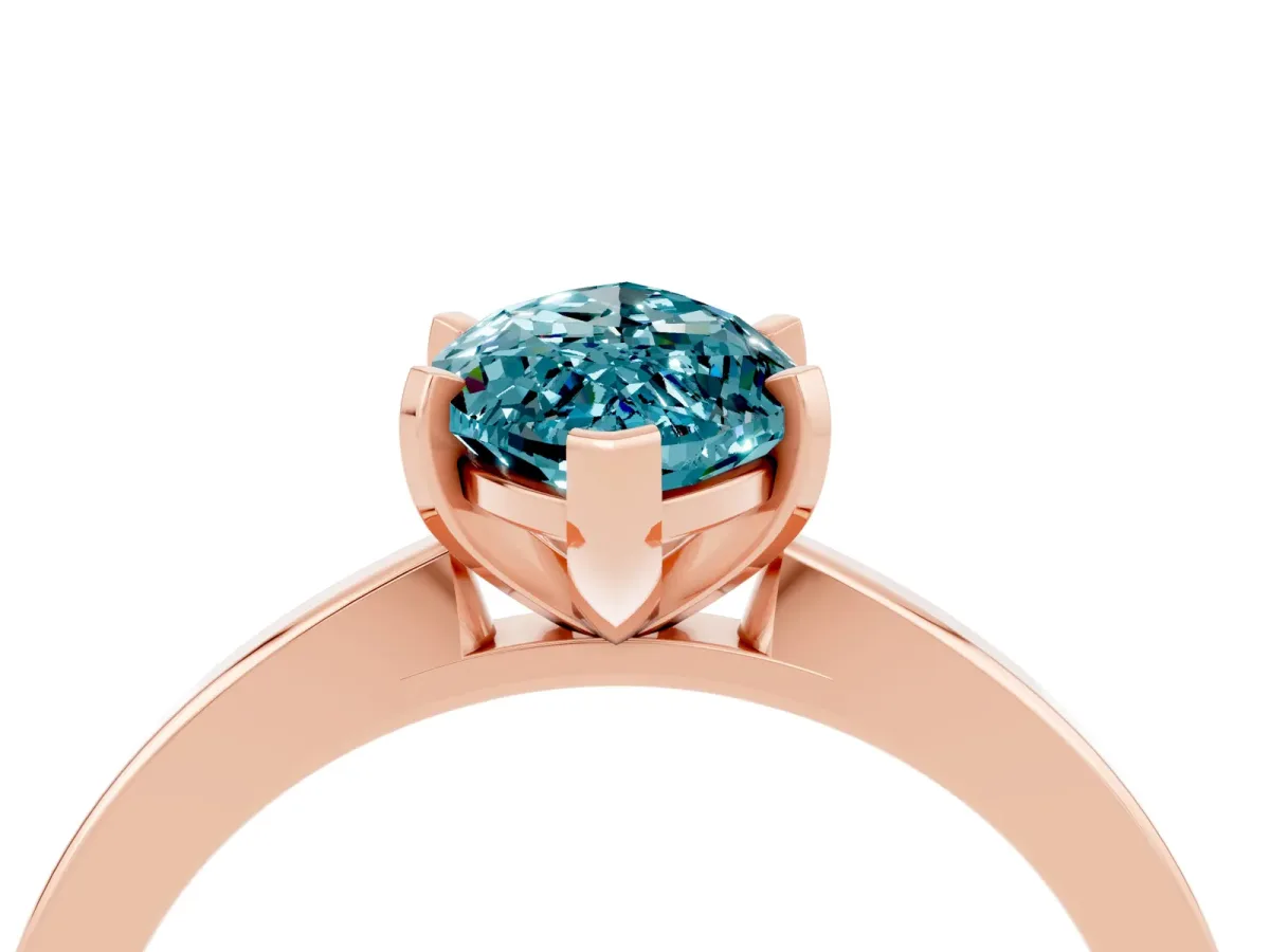 Marquise Cut Blue Topaz Solitaire Engagement Ring with Classic Band and Four-Prong Setting Rose gold