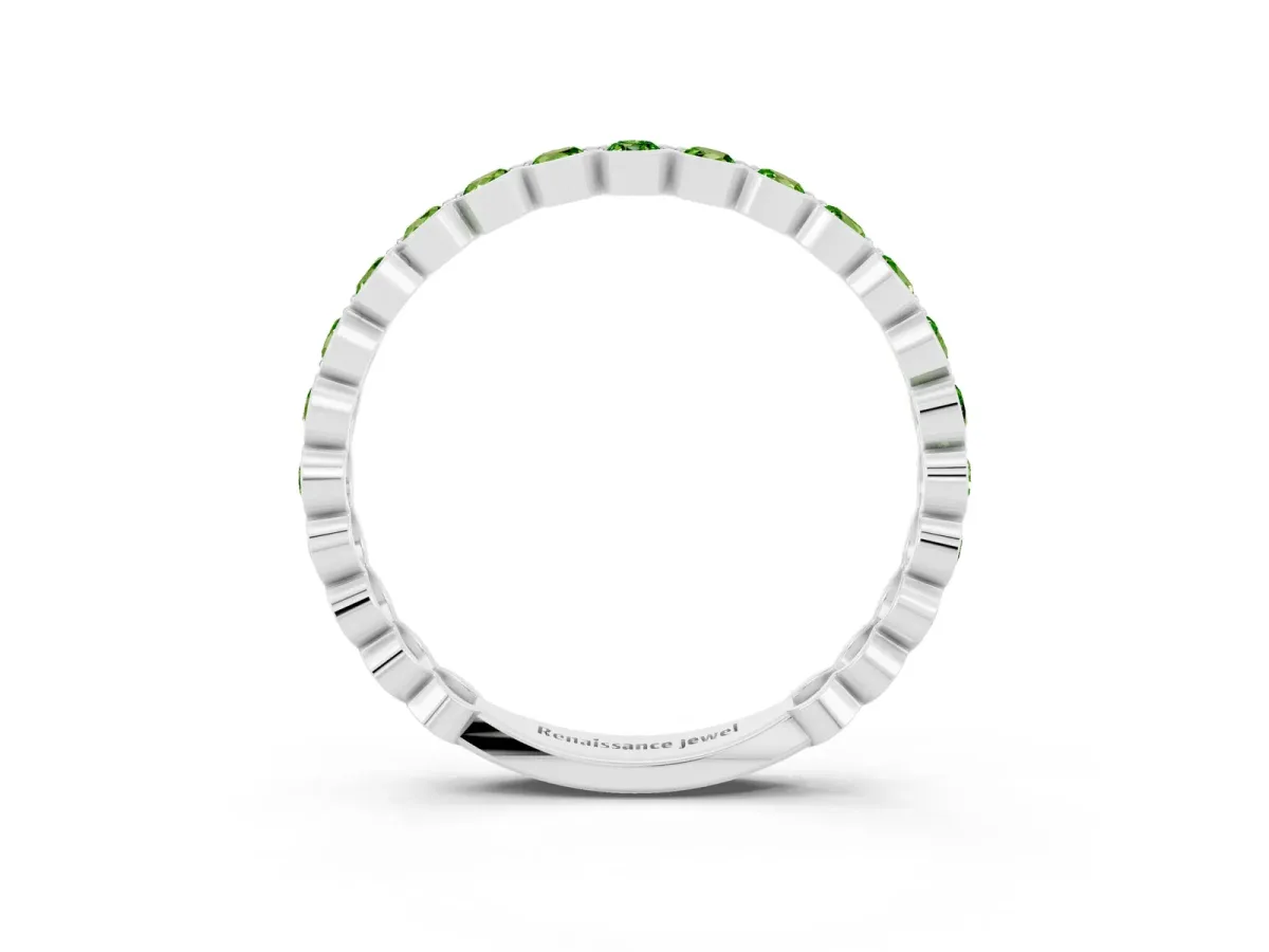 Round Peridot Bezel Set Eternity Band Platinum