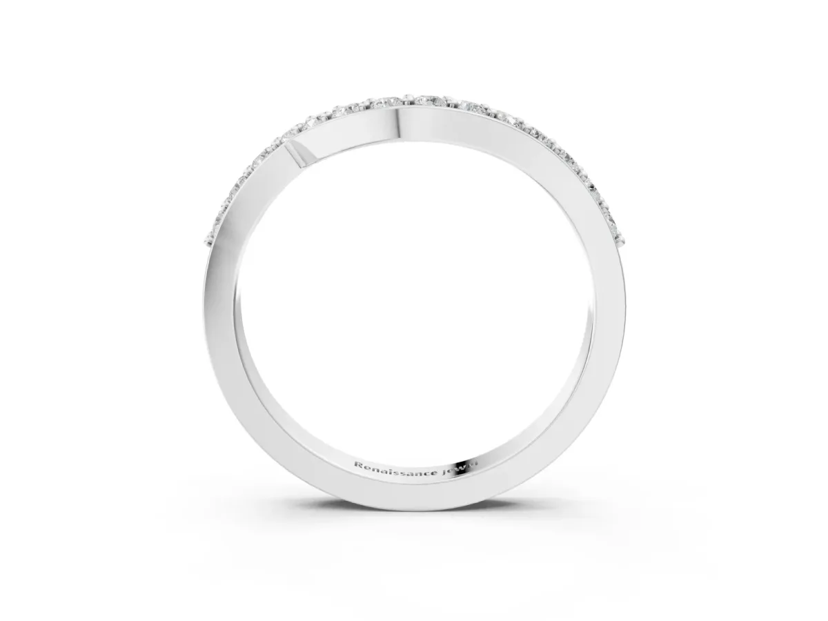 Pavé Round Diamond Twist Band with Channel Setting Silver