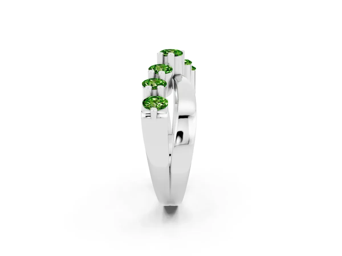 Round Peridot Prong-Set Crossover Band Platinum