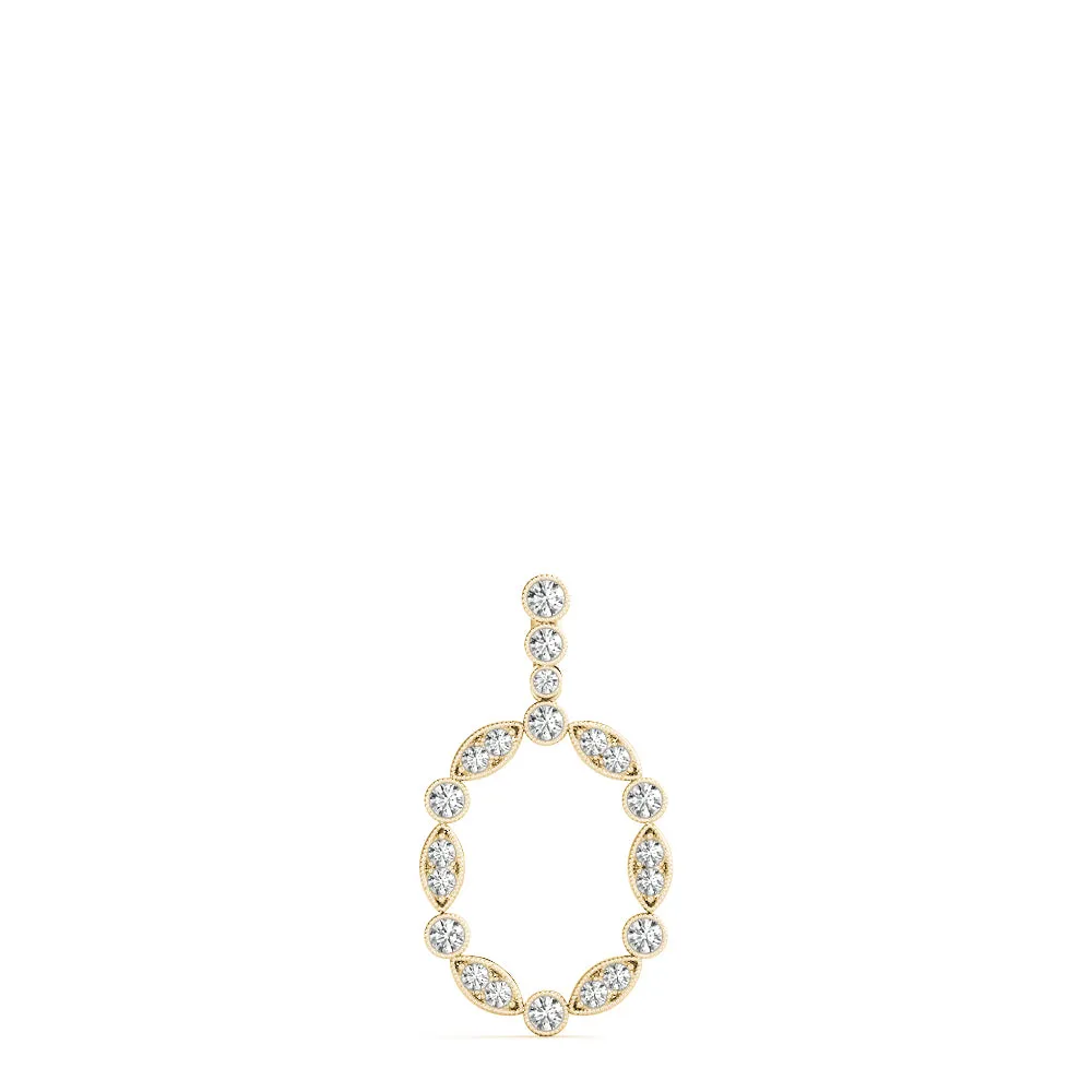 Round and Marquise Diamond Bezel Set Pendant Yellow gold