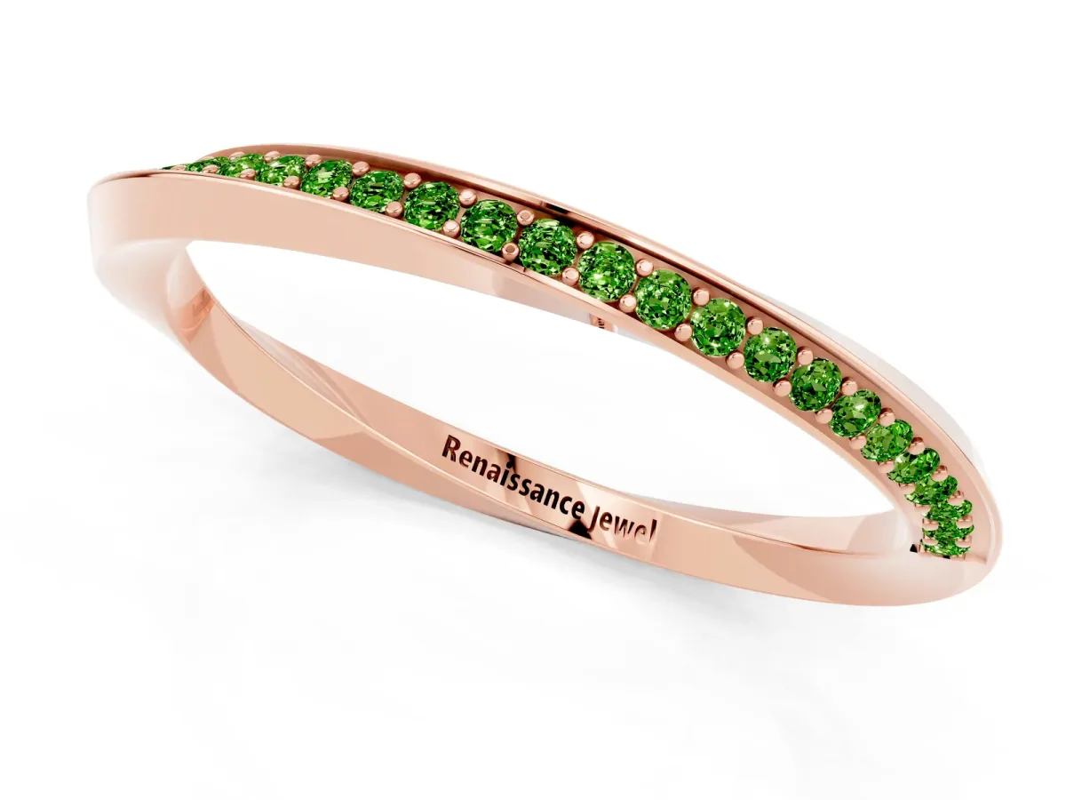 Pavé Round Peridot Twist Band Rose gold