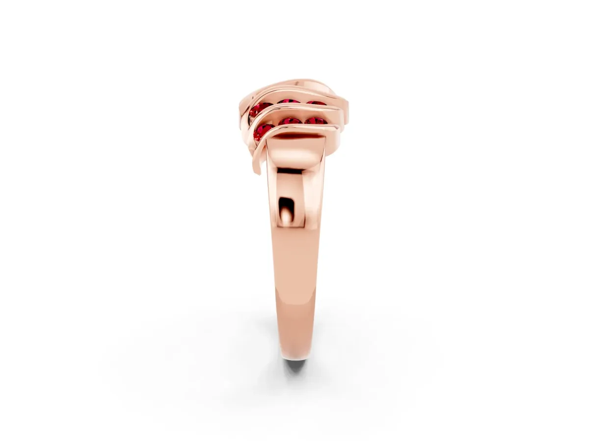 Round Ruby Multi-Row Crossover Band Rose gold