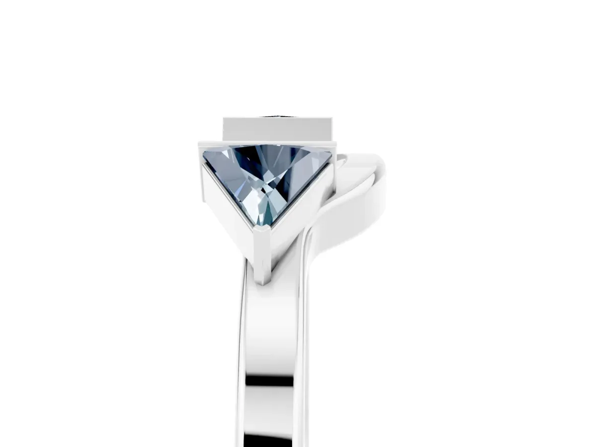 Trillion Aquamarine Open Band Ring with Bezel Setting White gold