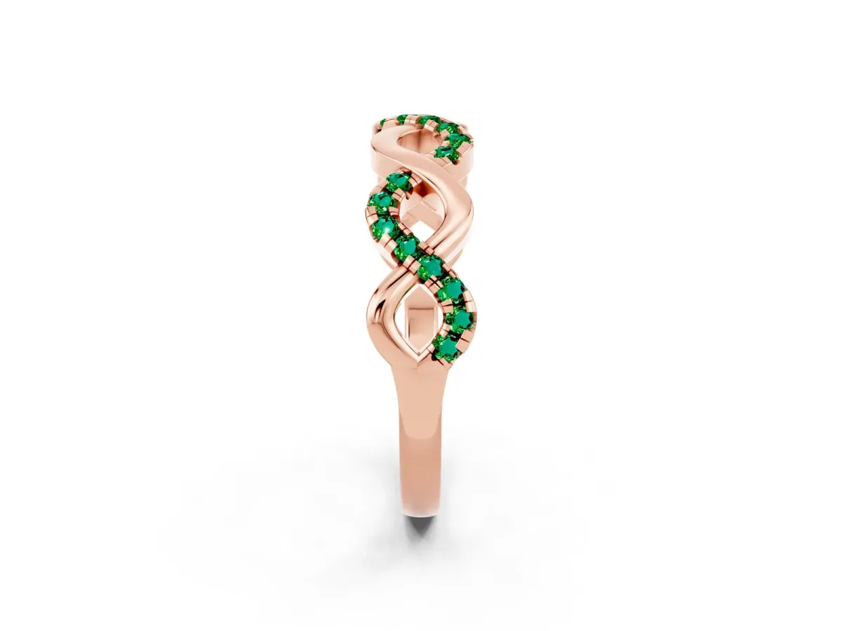 Twist Infinity Round Emerald Band with Pavé Setting Rose gold