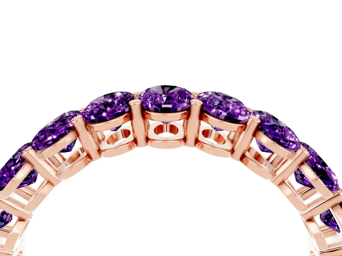 Oval Cut Amethyst Eternity Band with Shared Prong Setting Rose gold