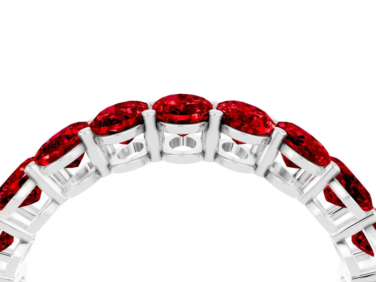 Oval Cut Ruby Eternity Band with Shared Prong Setting White gold