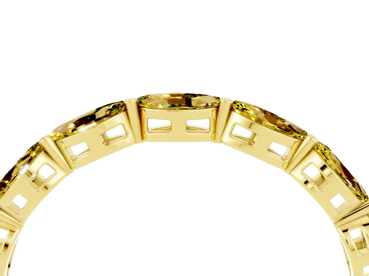 Marquise Yellow Sapphire Eternity Band with U-Prong Setting Yellow gold