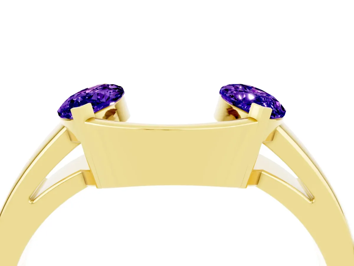 Marquise Tanzanite Open Band Ring with Tension Setting Yellow gold