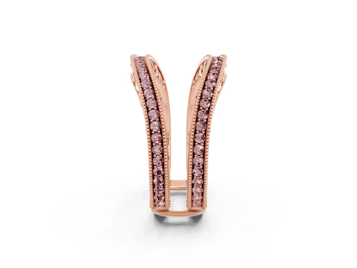 Round Morganite Milgrain Eternity Band with Channel Setting Rose gold