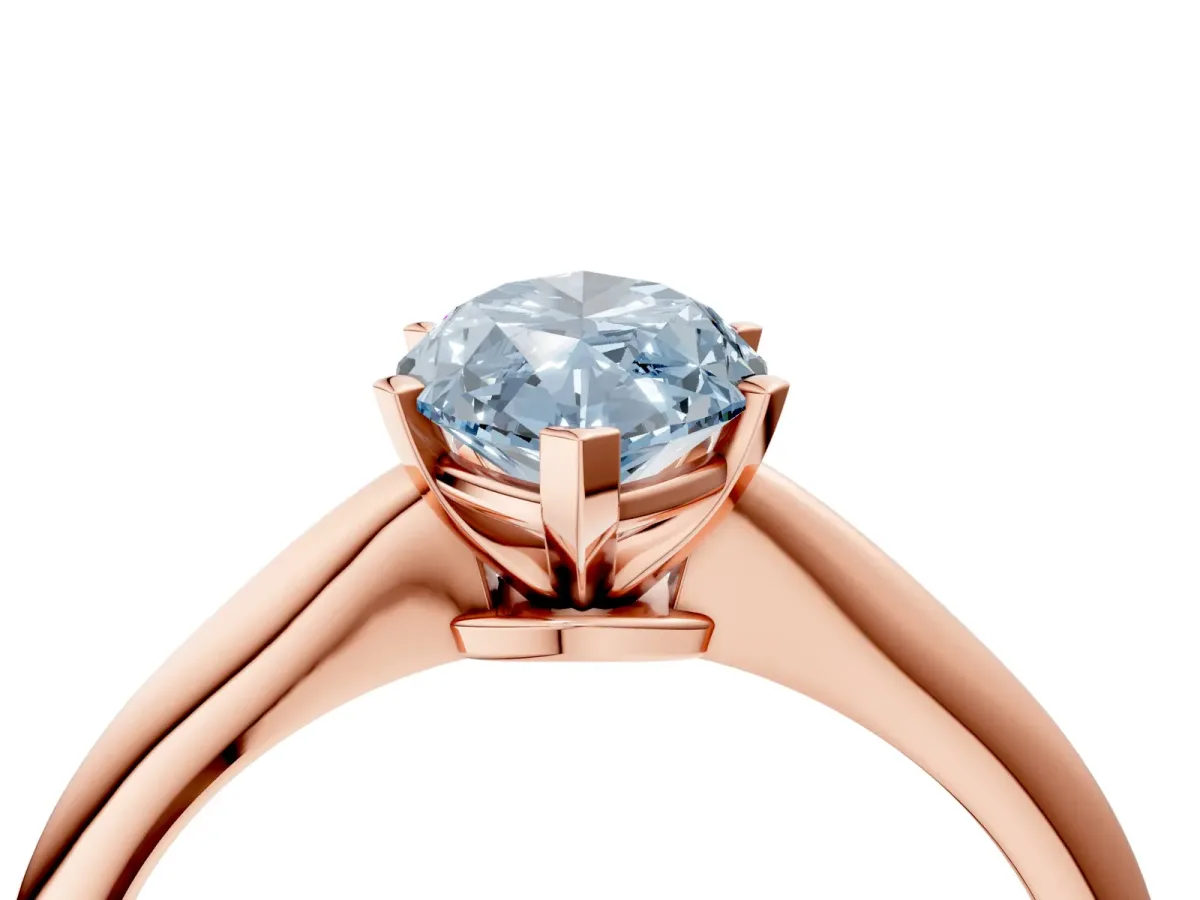 Fancy Blue Marquise Cut Diamond Solitaire Engagement Ring with Classic Band and Four-Prong Setting Rose gold