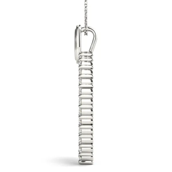 Pavé Round Diamond Heart Pendant with Shared Prong Setting White gold