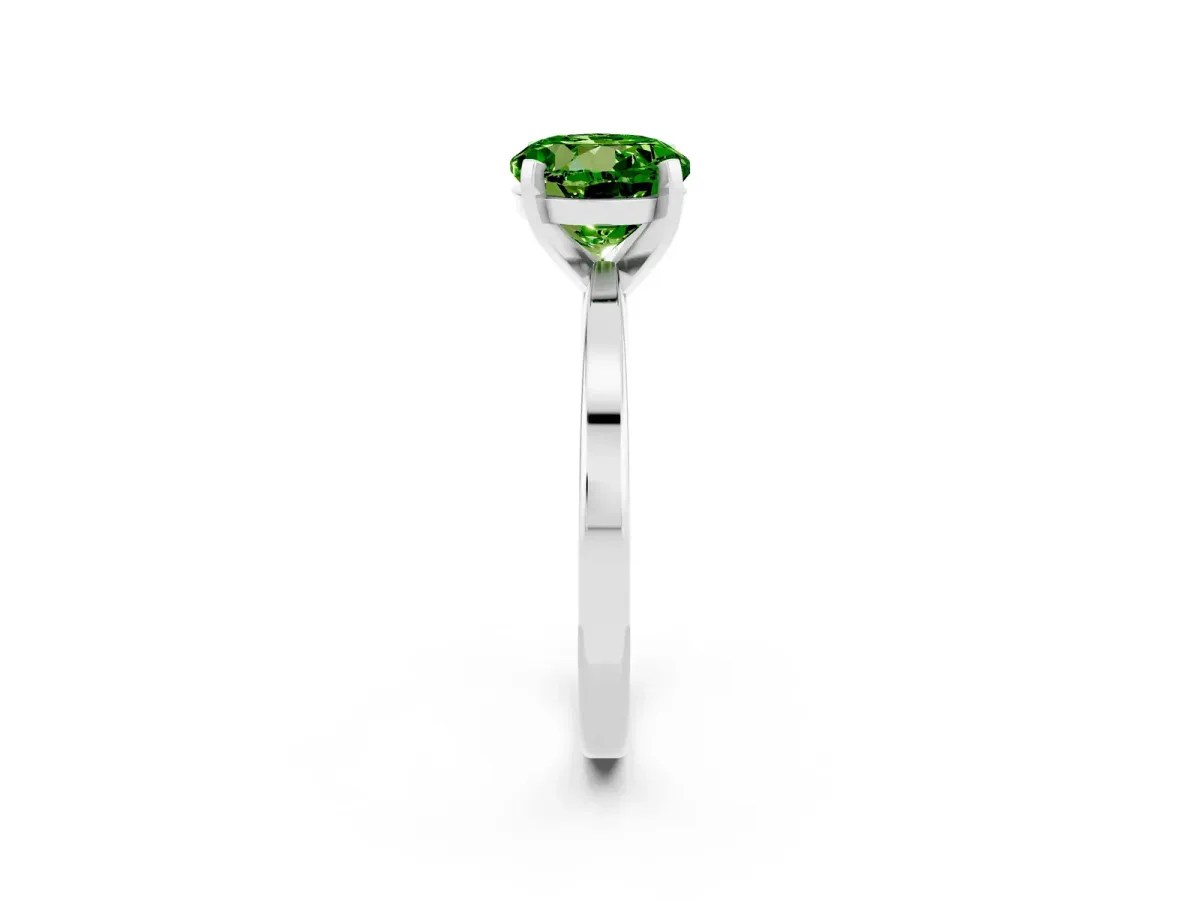 Round Cut Peridot Solitaire Engagement Ring with Classic Band and Four-Prong Setting White gold
