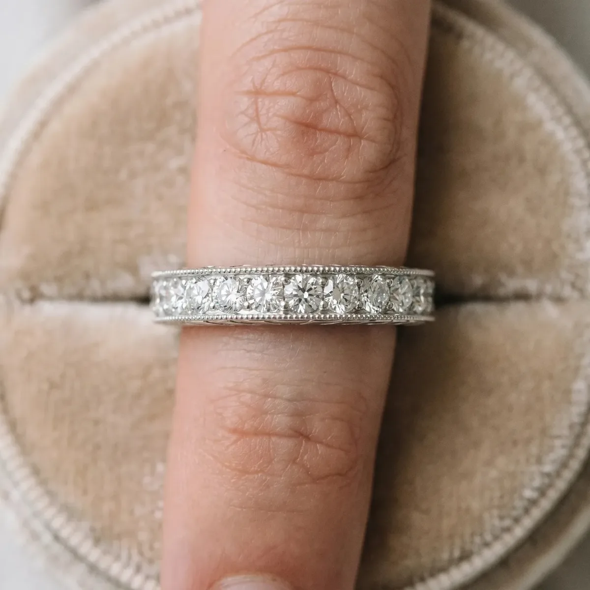 Round Cut Channel Set Diamond Eternity Band Silver
