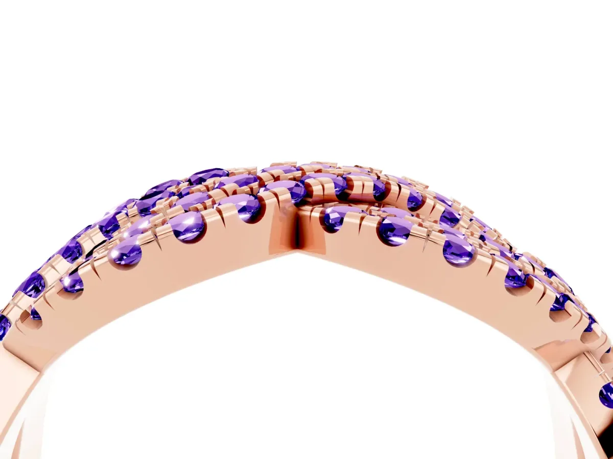 Pavé Round Tanzanite Infinity Twist Band with Shared Prong Setting Rose gold