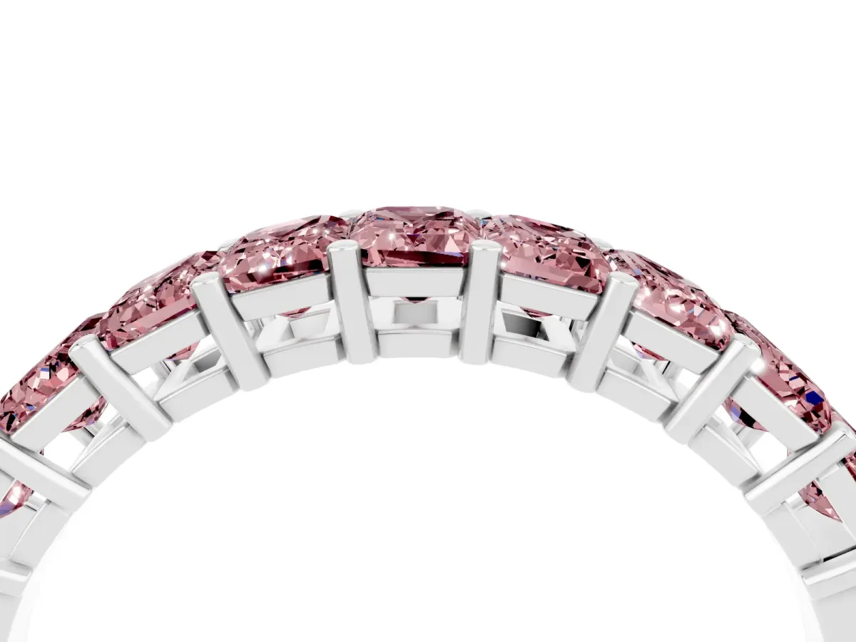 Emerald Cut Morganite Prong-Set Eternity Band Silver