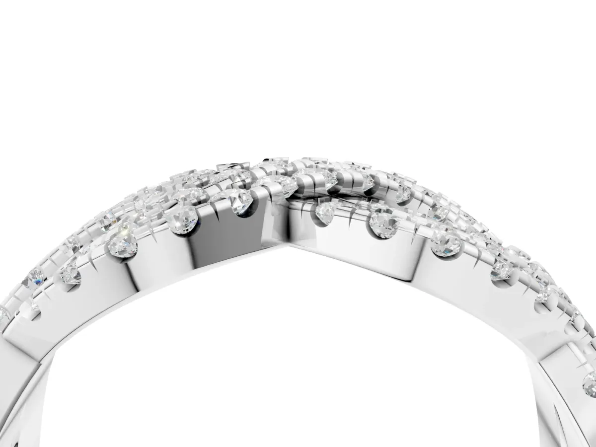 Pavé Round Diamond Infinity Twist Band with Shared Prong Setting Platinum