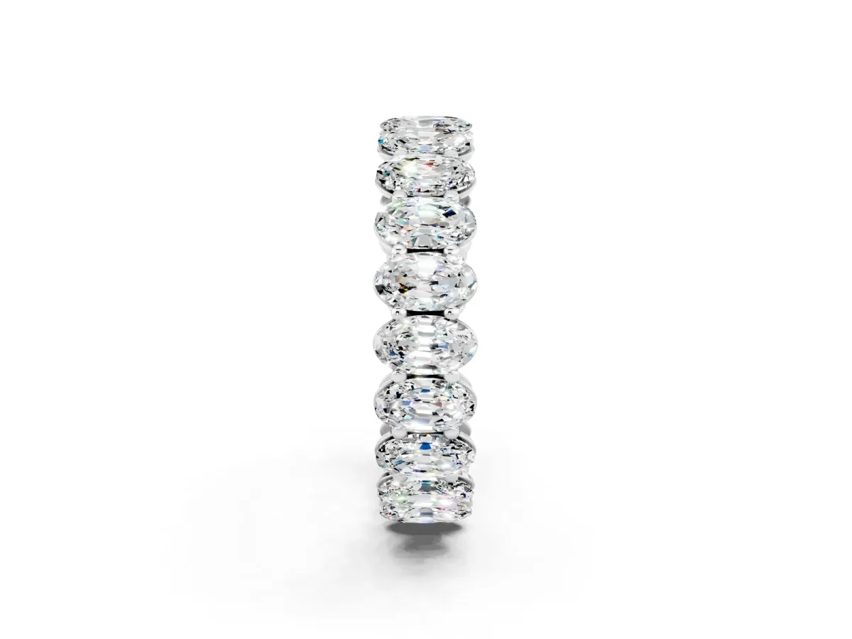 Oval Cut Moissanite Eternity Band with Shared Prong Setting Silver
