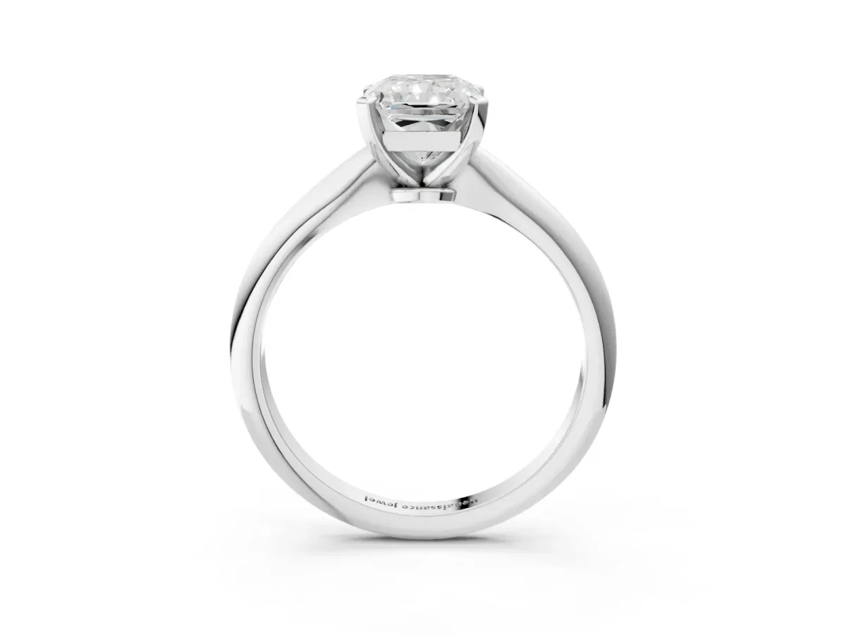 Radiant Cut Diamond Solitaire Engagement Ring with Classic Band and Four-Prong Setting Platinum