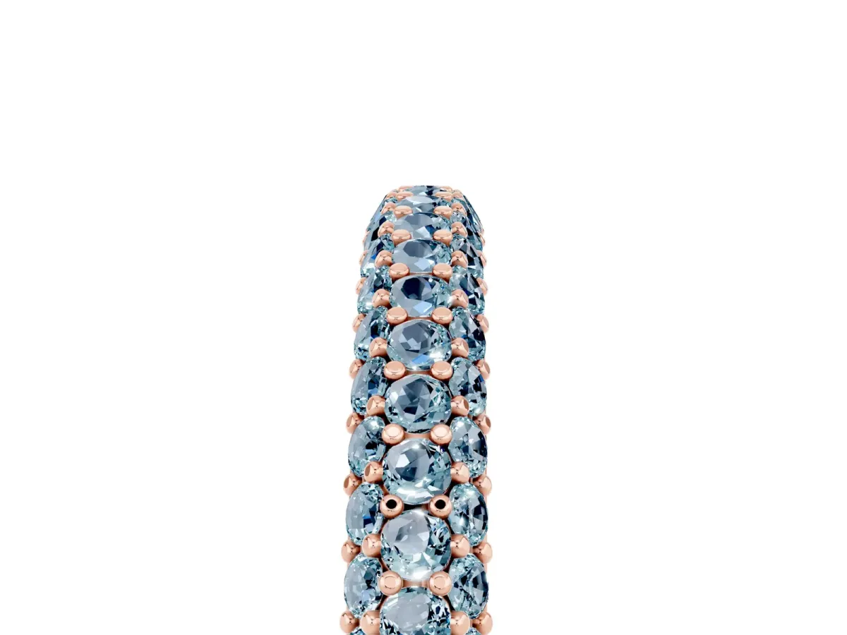 Round Aquamarine Pavé Eternity Band with Shared Prong Setting Rose gold