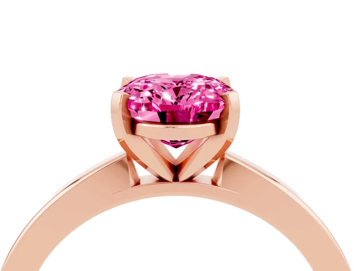 Oval Cut Pink Sapphire Solitaire Engagement Ring with Classic Band and Four-Prong Setting Rose gold