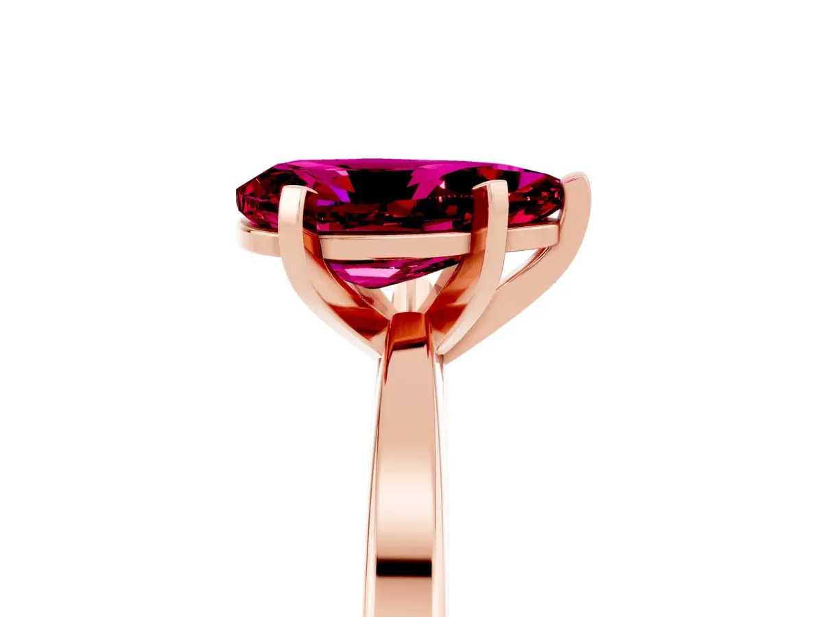 Pear Cut Garnet Solitaire Engagement Ring with Classic Band and Four-Prong Setting Rose gold