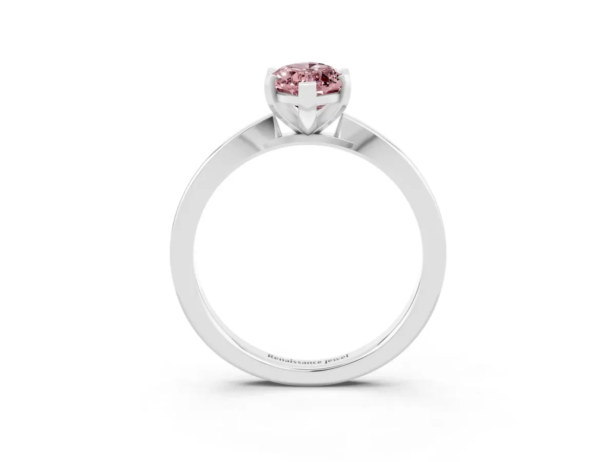 Marquise Cut Morganite Solitaire Engagement Ring with Classic Band and Four-Prong Setting Silver