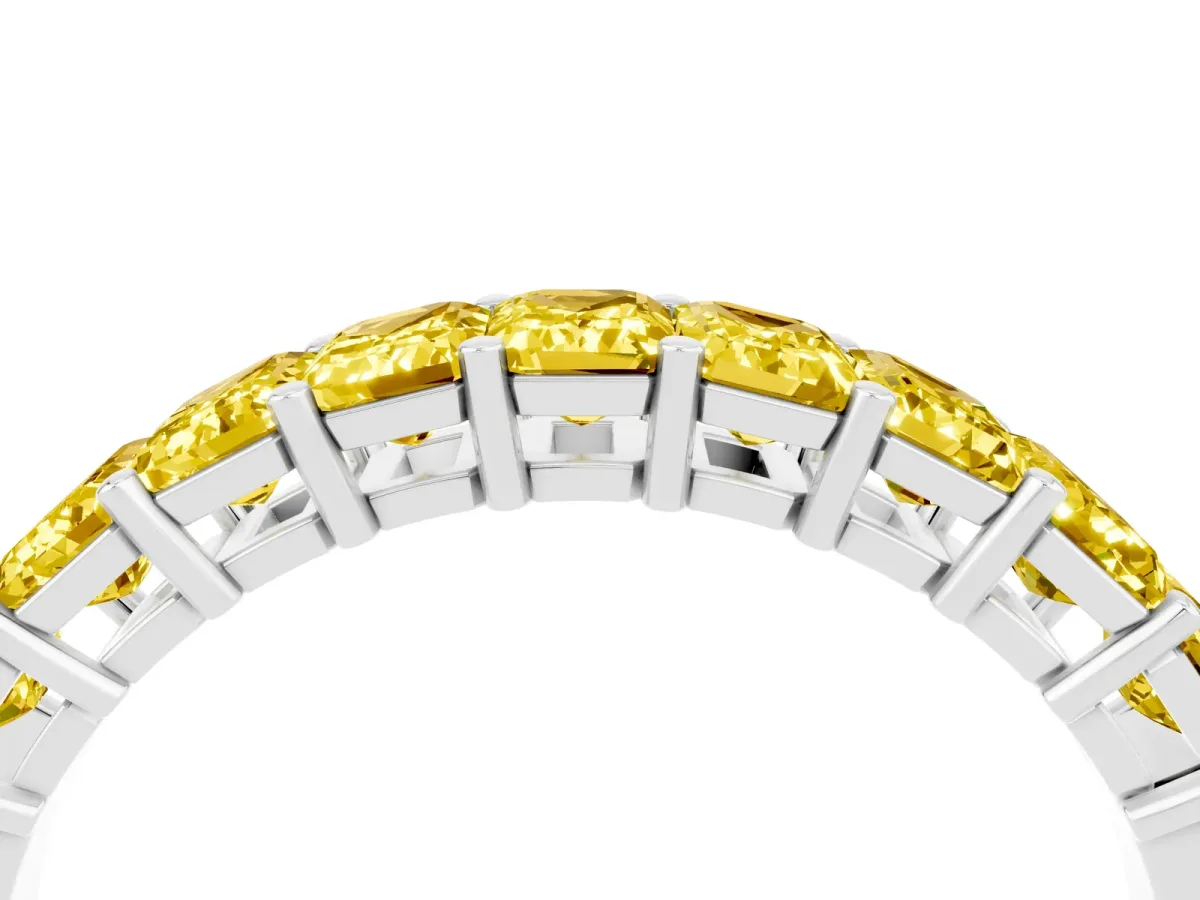 Emerald Cut Yellow Sapphire Prong-Set Eternity Band White gold