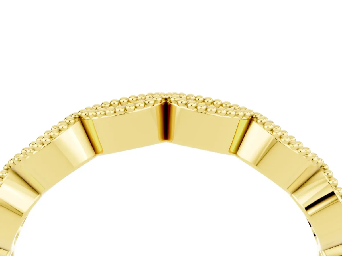 Milgrain Marquise Moissanite Half Eternity Band with Bezel Setting Yellow gold