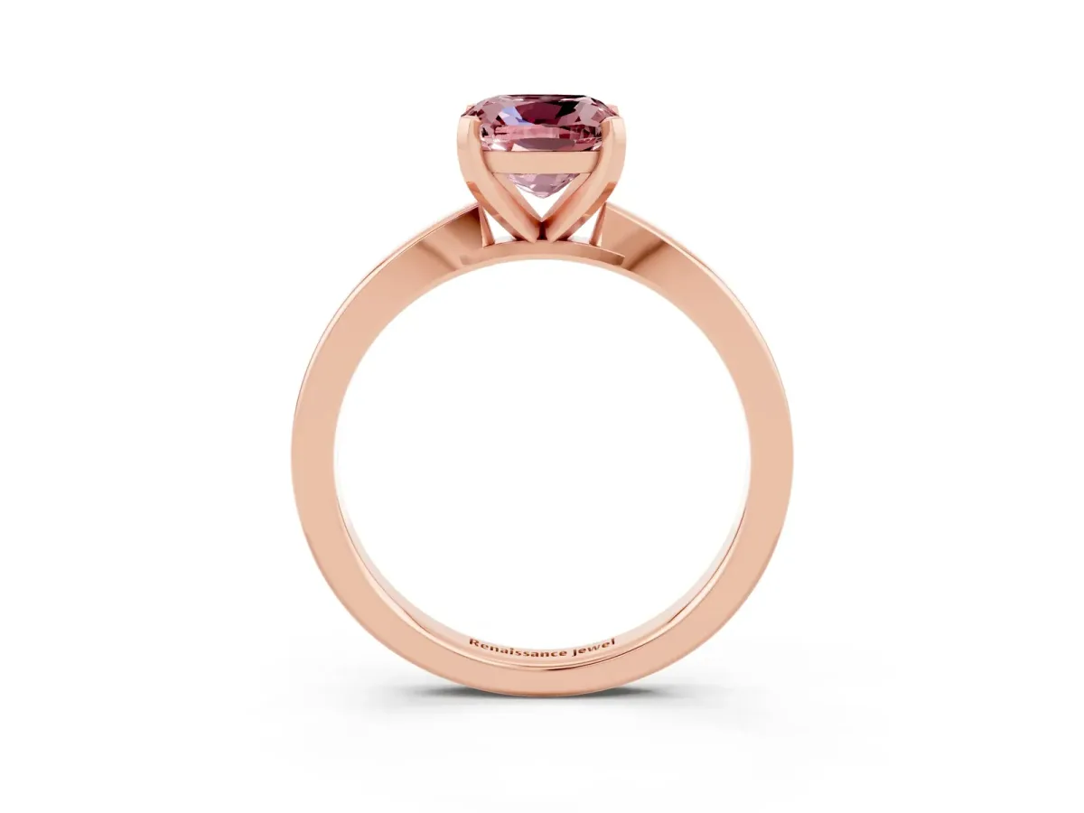Cushion Cut Morganite Solitaire Engagement Ring with Classic Band and Four-Prong Setting Rose gold