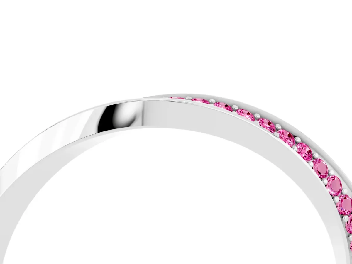 Pavé Round Pink Sapphire Twist Band White gold